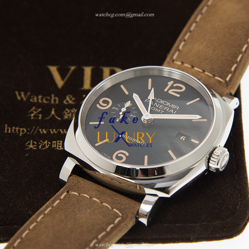 Panerai PAM00657 RADIOMIR AUTO STEEL WATCH | Black Dial | Brown Cowhide Strap Replica Watch - Image 5