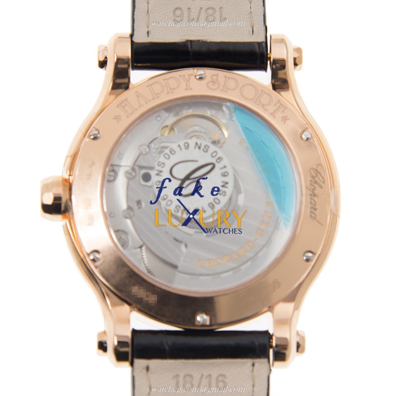 Chopard 274808 5008 Happy Sport Replica Watch, Automatic Movement, 18kt Rose Gold Case, White - Image 3