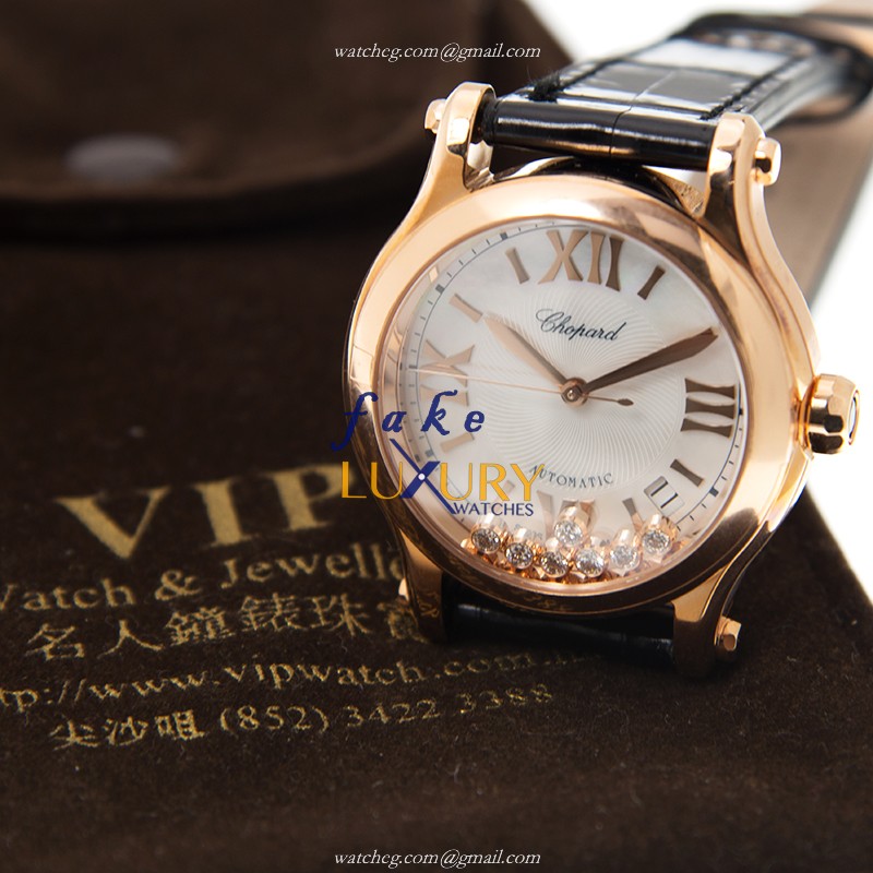 Chopard 274808 5008 Happy Sport Replica Watch, Automatic Movement, 18kt Rose Gold Case, White - Image 5