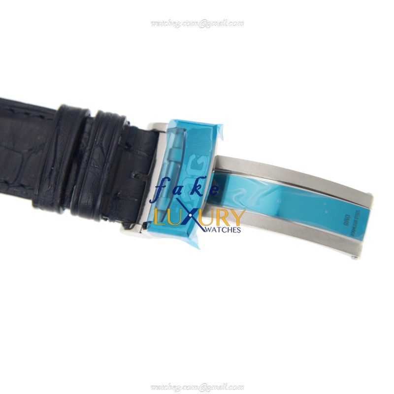 Glashutte 1-90-02-46-32-35 PANO Automatic Blue Dial Replica Watch, Steel Case, Alligator Strap - Image 4