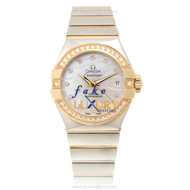 Omega Constellation 123.25.27.20.55.004 Replica Watch, Automatic, White Mother of Pearl Dial, 18kt - Image 2