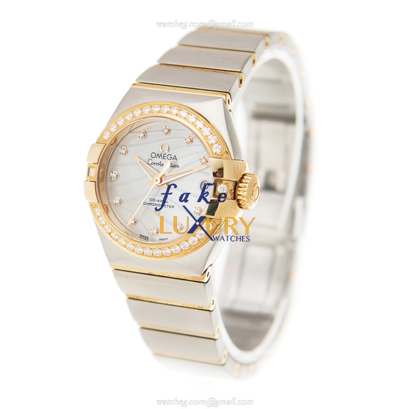 Omega Constellation 123.25.27.20.55.004 Replica Watch, Automatic, White Mother of Pearl Dial, 18kt - Image 3