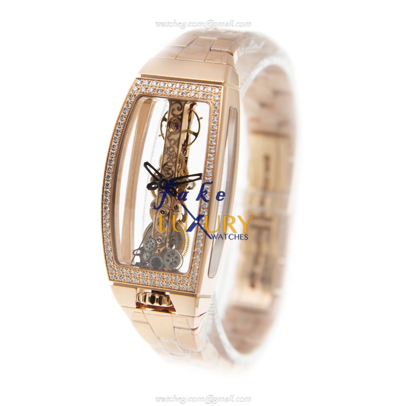 Corum 113.102.85-V880.0000 Bridge Replica Watch, Manual Wind, Rose Gold Case, Transparent Skull Dial - Image 3