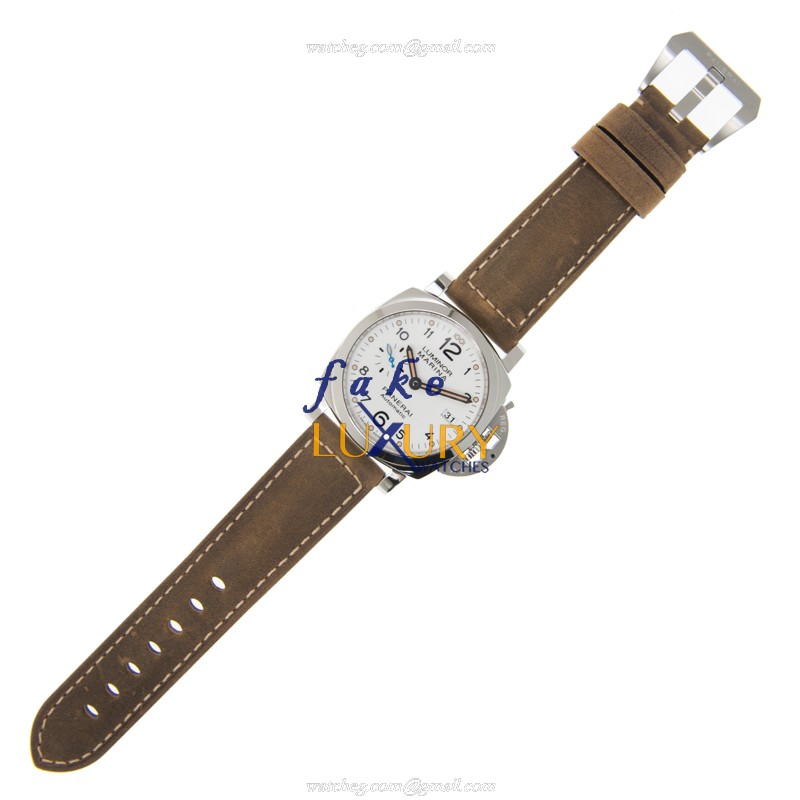 Panerai PAM01523 LUMINOR Automatic Stainless Steel Replica Watch - White Dial, Brown Cowhide Strap - Image 2