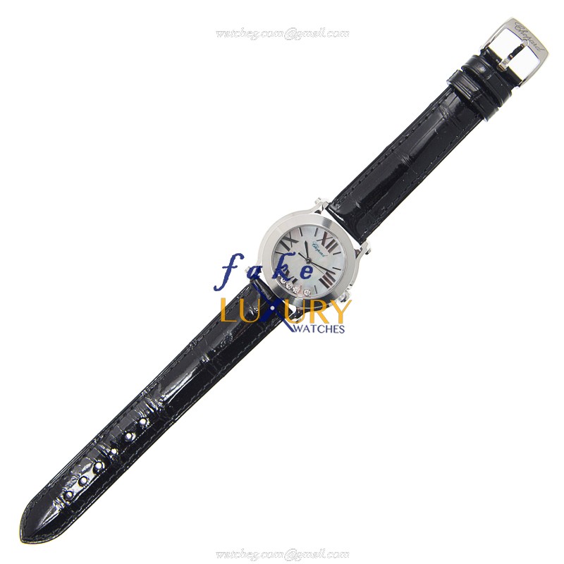 Chopard 278509-3004 Happy Sport Quartz Replica Watch - White Dial, Stainless Steel Case, Alligator - Image 2