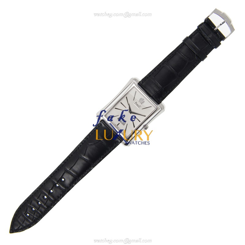 Piaget G0A32120 Emperador Automatic 18kt White Gold Silver Dial Alligator Strap Replica Watch - Image 2