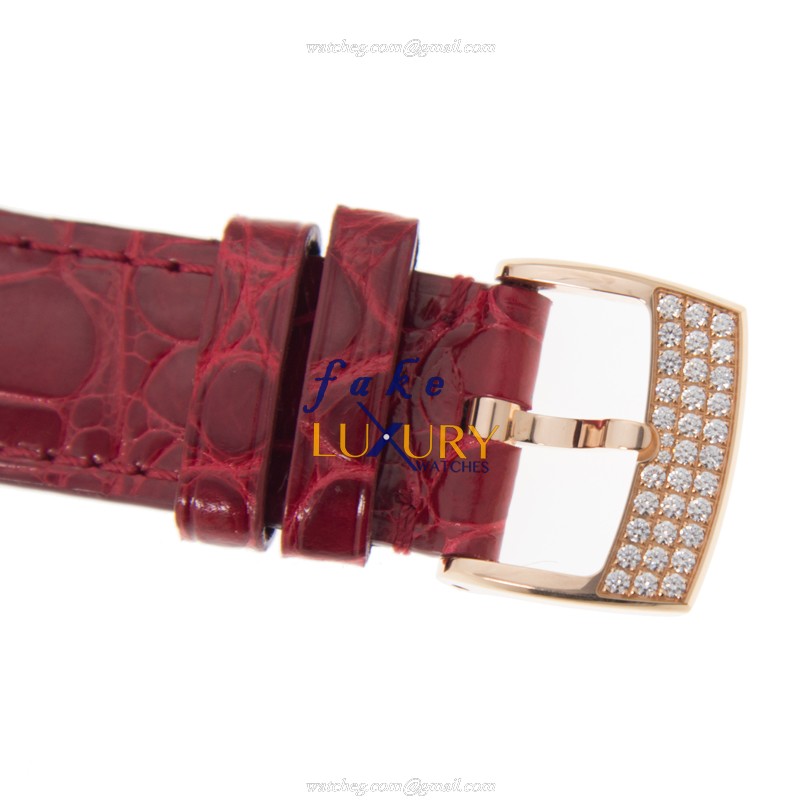 Chopard 274891-5004 Replica Watch Automatic 18kt White Gold Ruby White Dial Red Alligator Strap - Image 3