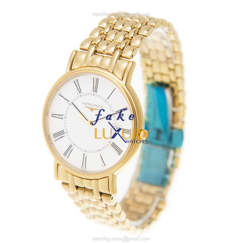 Longines L4.790.2.11.8 PRESENCE Replica Watch, Quartz, White Dial, Gold-Plated Steel Case - Image 3