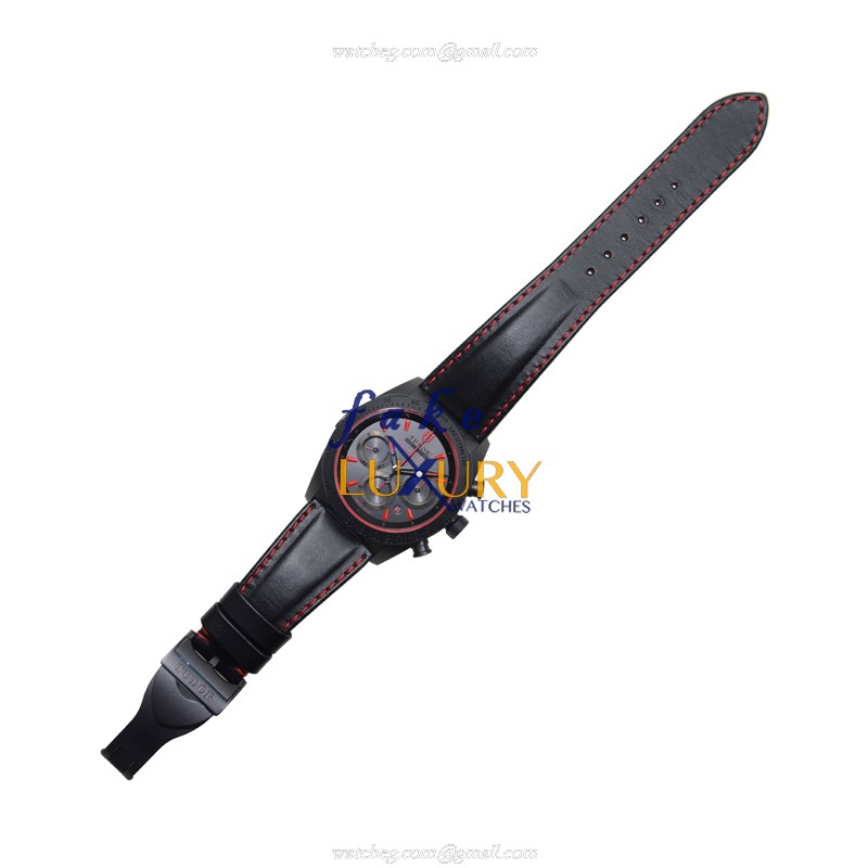 Tudor 42000CR FASTRIDER Automatic Ceramic Replica Watch, 42mm, Black Dial, Leather Strap - Image 2