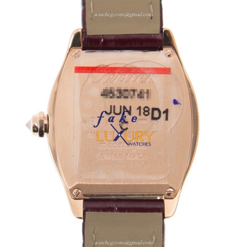 Cartier WA501006 Tortue Manual Wind 18kt Rose Gold & Diamonds - Replica Watch - Silver Dial, Purple - Image 3