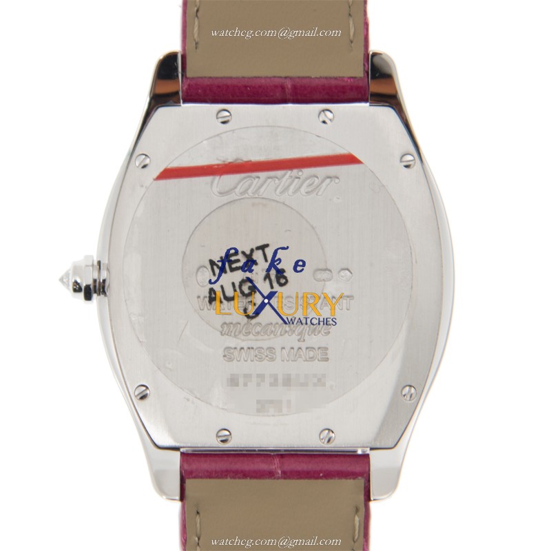 Cartier WA501009 TORTUE Manual Wind 18kt White Gold Diamond Replica Watch | 39mm Silver Dial Purple - Image 3