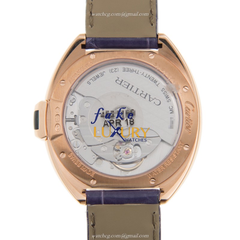 Cartier WJCL0039 Cle De Cartier Auto 18kt Rose Gold Diamond Bezel Replica Watch - Image 3