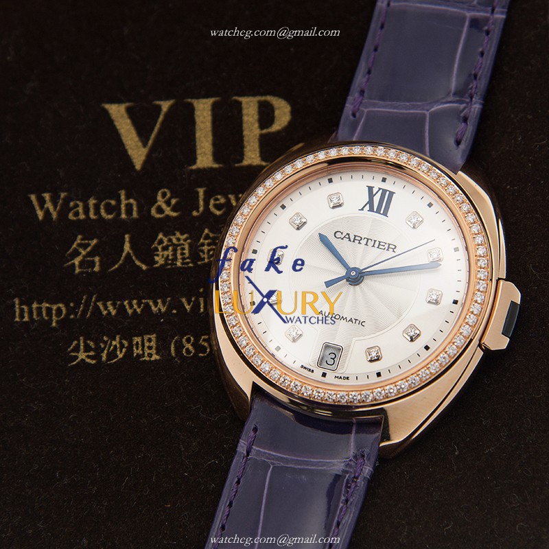 Cartier WJCL0039 Cle De Cartier Auto 18kt Rose Gold Diamond Bezel Replica Watch - Image 5