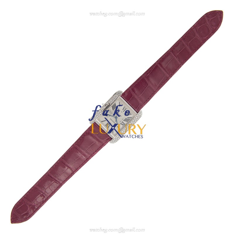 Cartier WT100018 TANK - Replica Watch - Automatic - Stainless Steel & Diamonds - Purple Alligator - Image 2