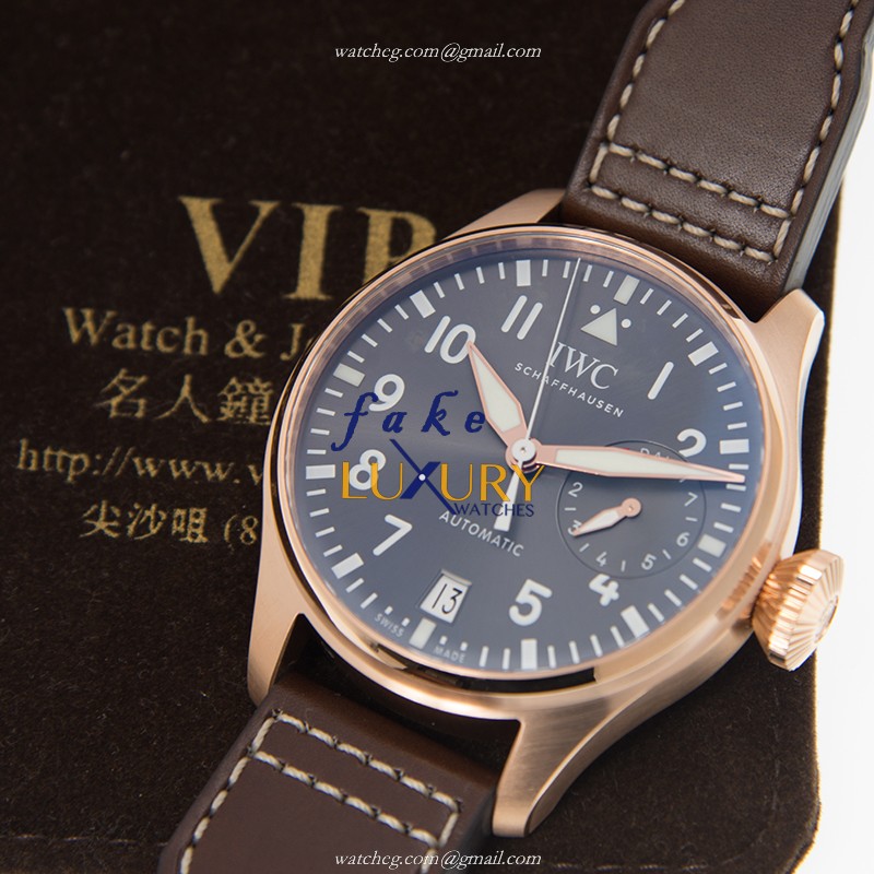 IWC IW500917 - Replica Watch - Automatic - 18kt Rose Gold - Dark Grey Dial - Brown Cowhide Strap - Image 5