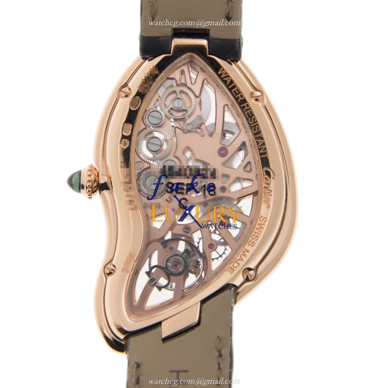 Cartier WHCH0006 CRASH Automatic 18kt Rose Gold Replica Watch, Swiss Movement, Black Alligator Strap - Image 3
