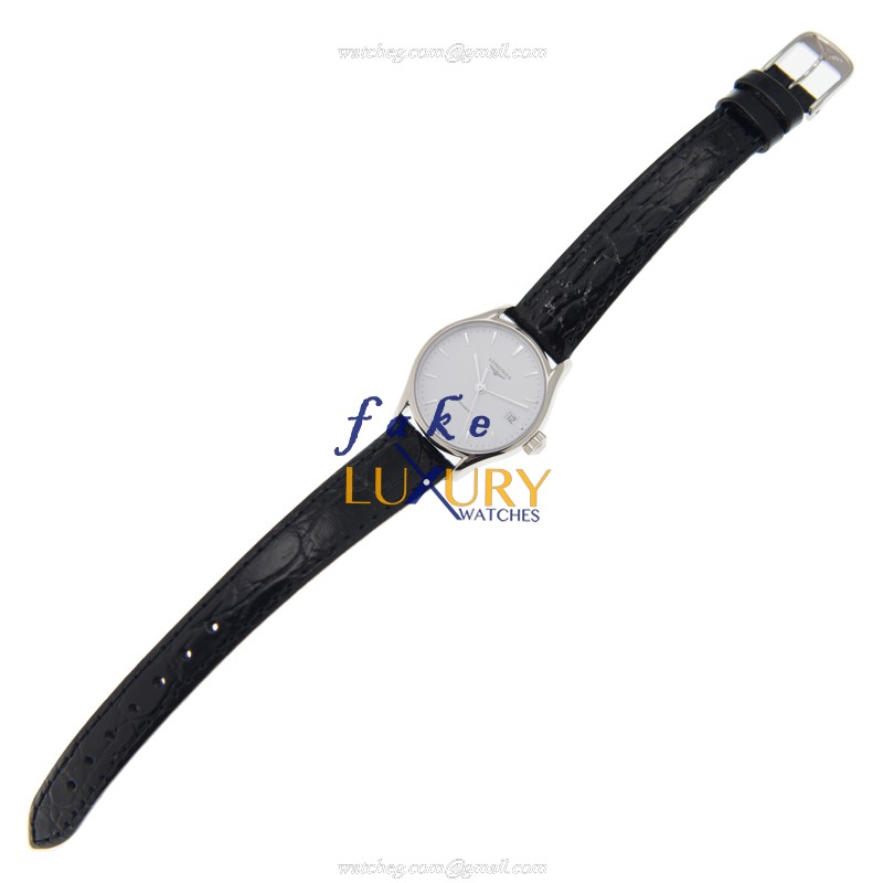 Longines L4.360.4.12.2 Replica Watch, White Dial, Steel Case, Black Alligator Strap, Automatic - Image 2
