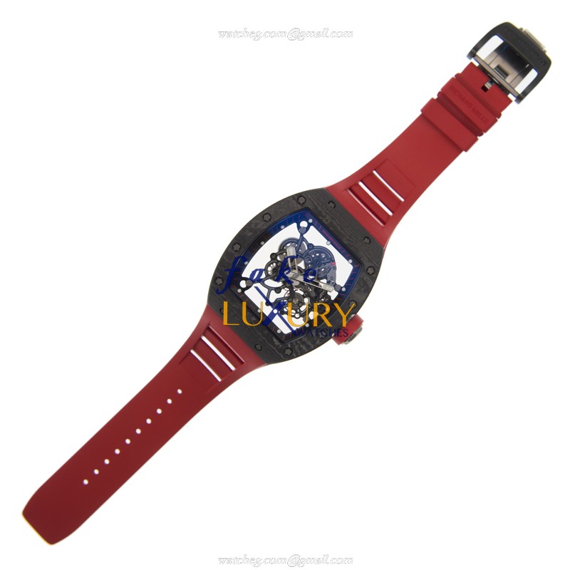 RM55-DARK-NTPT - Richard Mille Replica Watch Automatic Ceramic Transparent Skull Red Rubber - Image 2