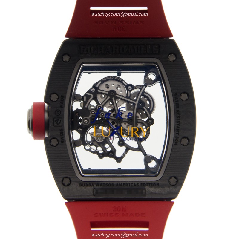 RM55-DARK-NTPT - Richard Mille Replica Watch Automatic Ceramic Transparent Skull Red Rubber - Image 3