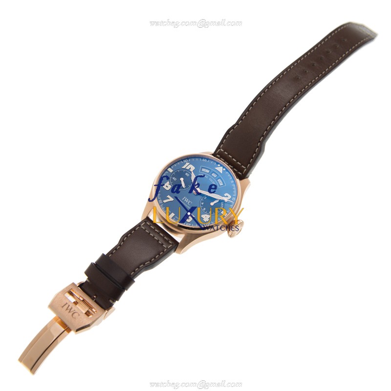 IWC IW502701 Pilots Automatic 18kt Rose Gold Blue Dial Brown Strap Replica Watch - Image 2