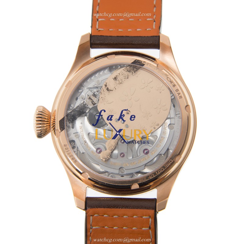 IWC IW502701 Pilots Automatic 18kt Rose Gold Blue Dial Brown Strap Replica Watch - Image 3