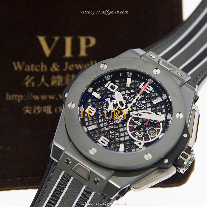Hublot 401.FX.1123.VR BIG BANG Auto Ceramic Replica Watch - Silver Dial, Black Rubber Strap - Image 5