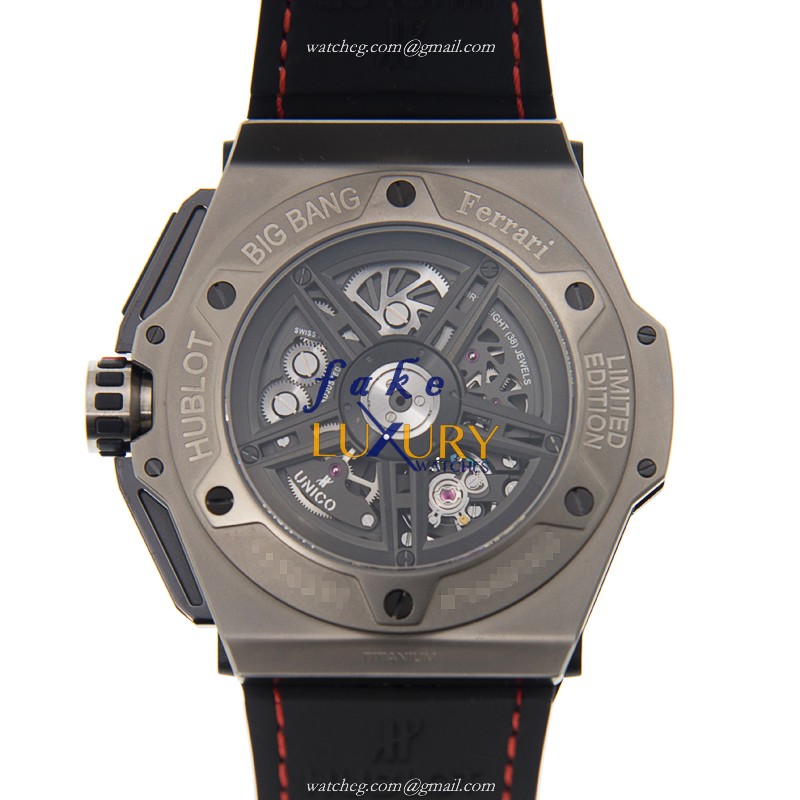 Hublot 401.NJ.0123.VR BIG BANG Auto Titanium Replica Watch - Black Dial, Grey Rubber Strap - Image 3