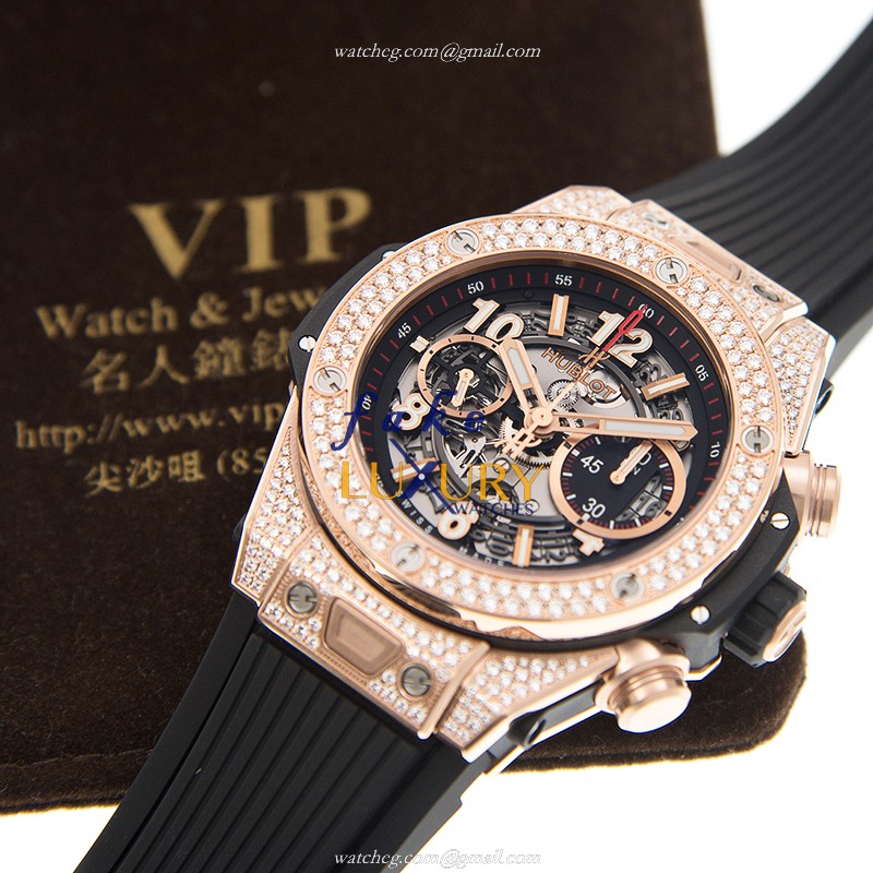 Hublot 411.OX.1180.RX.1704 BIG BANG Auto 18kt Rose Gold Diamond Bezel Replica Watch - Image 5