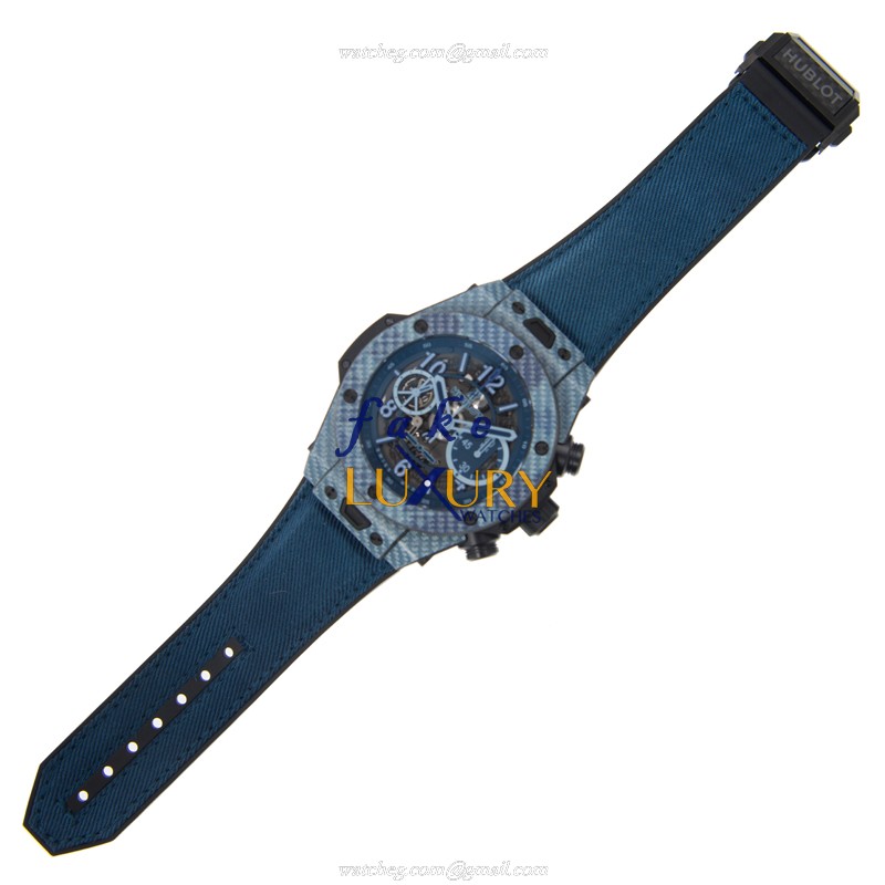 Hublot 411.YL.5190.NR.ITI16 Carbon Fiber Automatic Replica Watch - Dark Grey Dial, Blue Jeans Strap - Image 2