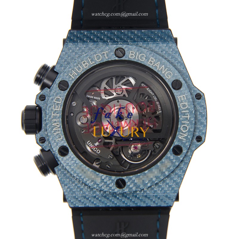 Hublot 411.YL.5190.NR.ITI16 Carbon Fiber Automatic Replica Watch - Dark Grey Dial, Blue Jeans Strap - Image 3