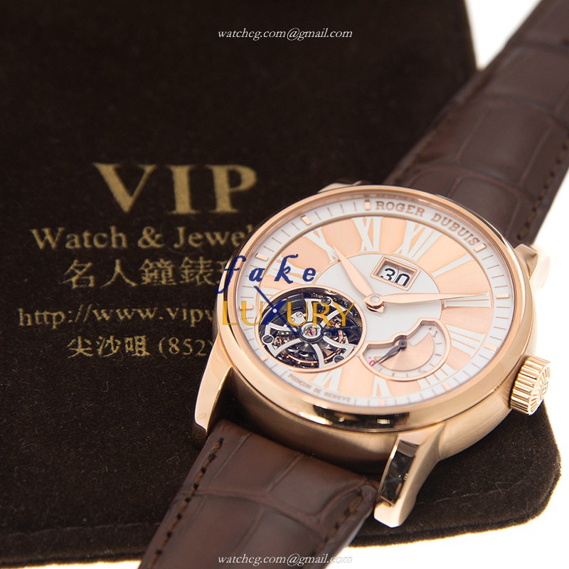 Roger Dubuis DBHO0568 Hommage Replica Watch, Manual Wind, 18kt Rose Gold, Gold Dial - Image 5