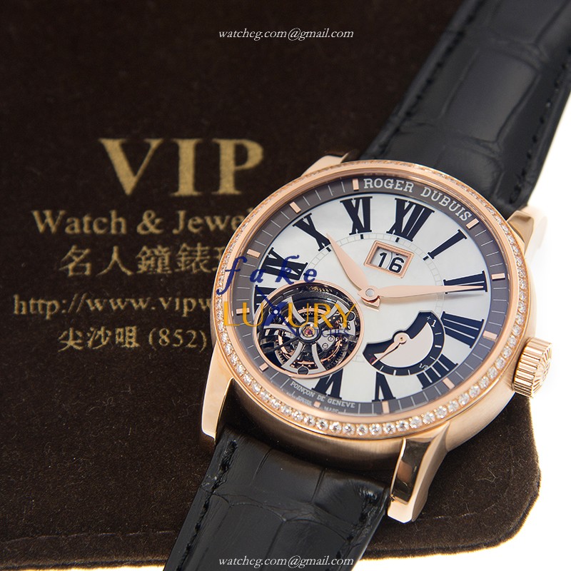 Roger Dubuis DBHO0579 Hommage Manual Wind 18kt Rose Gold White Dial Replica Watch - Image 5
