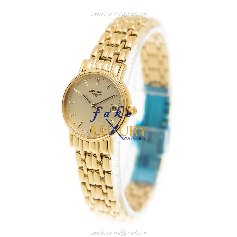 Longines L4.220.2.32.8 Presence Replica Watch, Gold Dial, Quartz Movement, Steel Case - Image 3