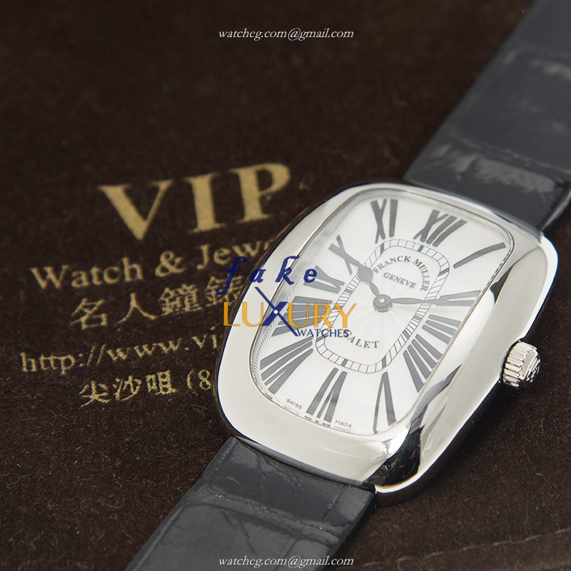 Franck Muller 3002 M QZ R AC Galet Replica Watch, Quartz, Silver Dial, Steel Case, Black Alligator - Image 5