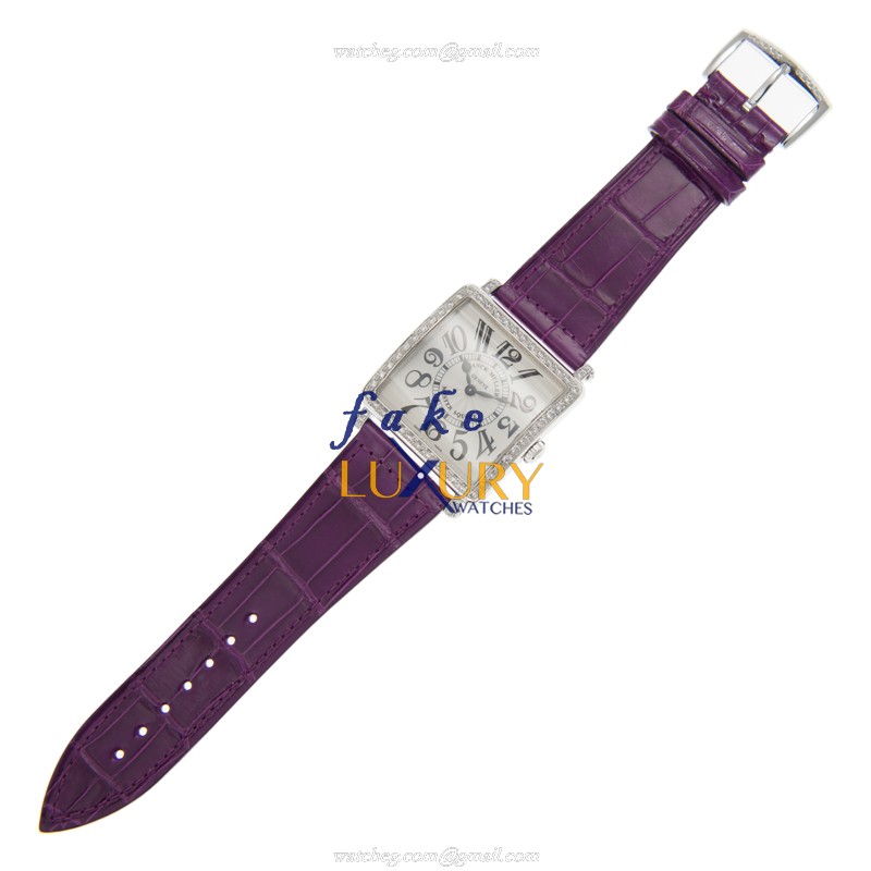Franck Muller Master Square 6002 M B QZ V D 1R AC Quartz Silver Dial Purple Strap Replica Watch - Image 2