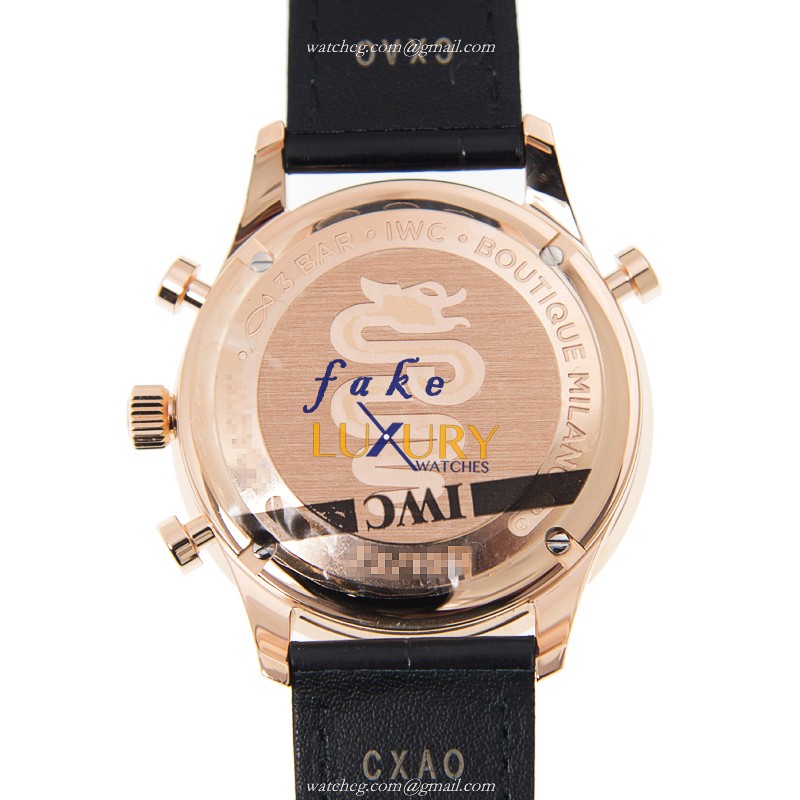 IWC Portuguese IW371215 Automatic 18kt Rose Gold Blue Dial Alligator Strap Replica Watch - Image 3