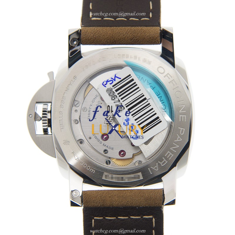 Panerai Luminor PAM01499 Automatic White Dial Brown Cowhide Strap Replica Watch - Image 3