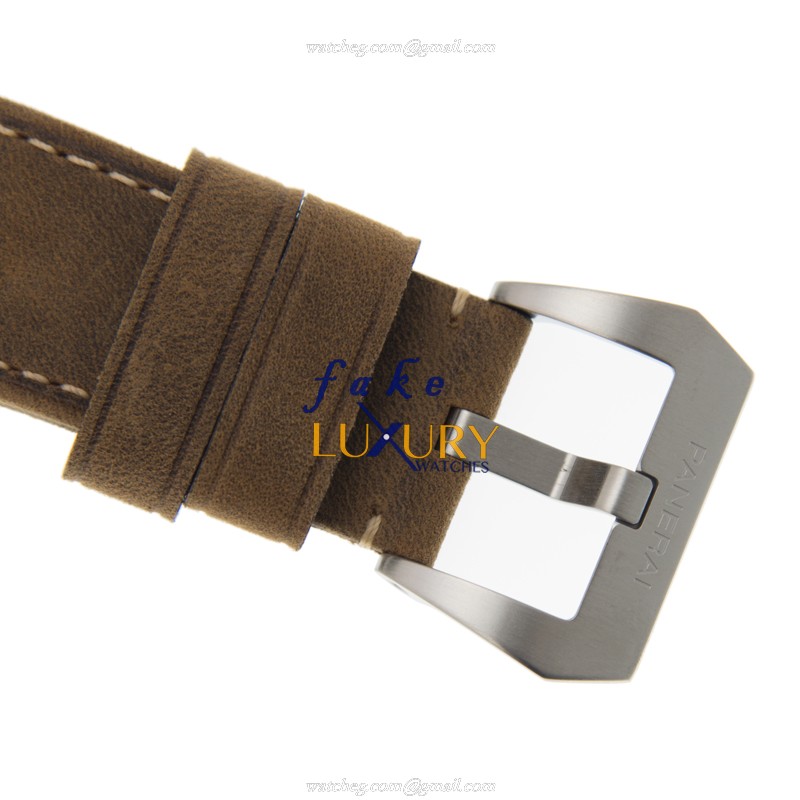 Panerai Luminor PAM01499 Automatic White Dial Brown Cowhide Strap Replica Watch - Image 4