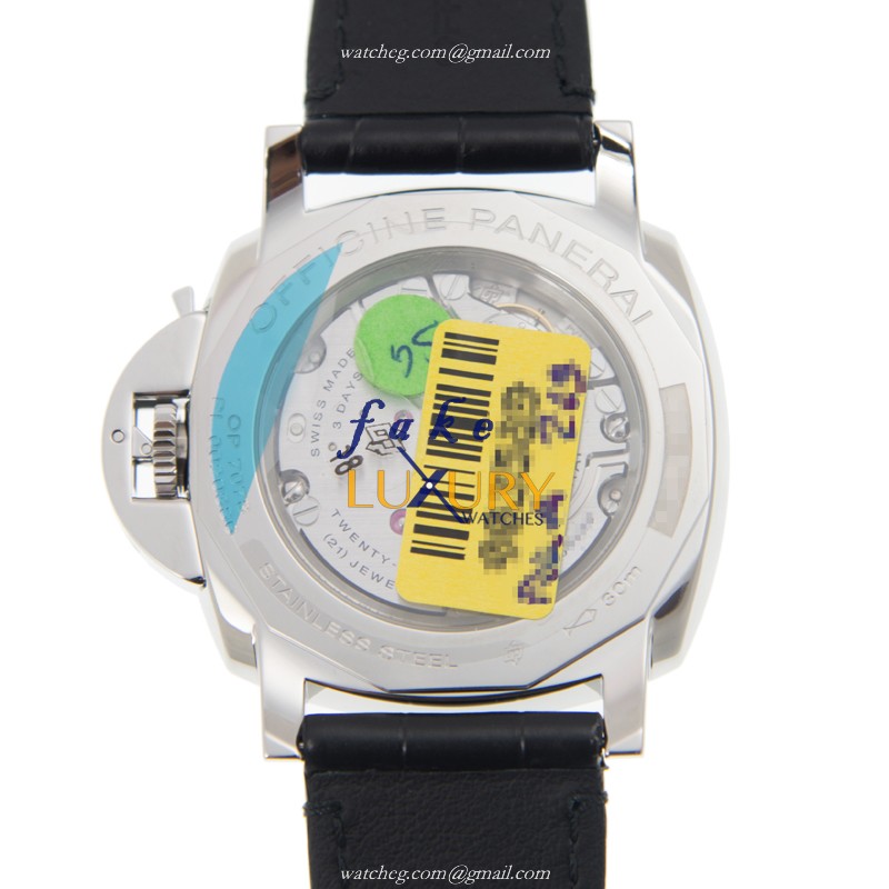 Panerai PAM00676 Luminor Replica Watch, Manual Wind, Black Dial, 42mm Steel Case, Alligator Strap - Image 3
