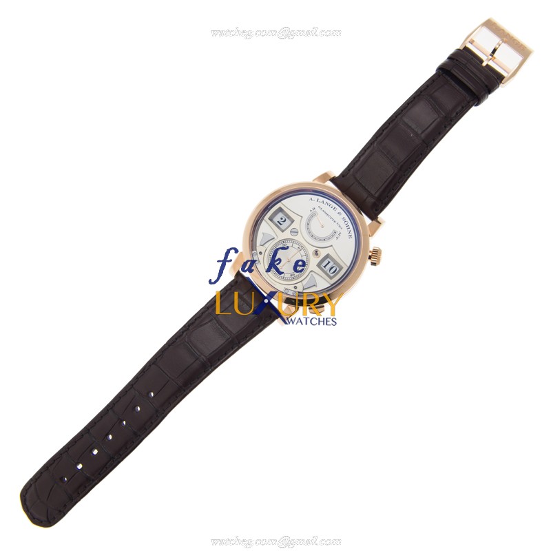 A Lange & Sohne 145.032 OWL SERIES Replica Watch, Manual Wind, Rose Gold Case, Silver Dial - Image 2