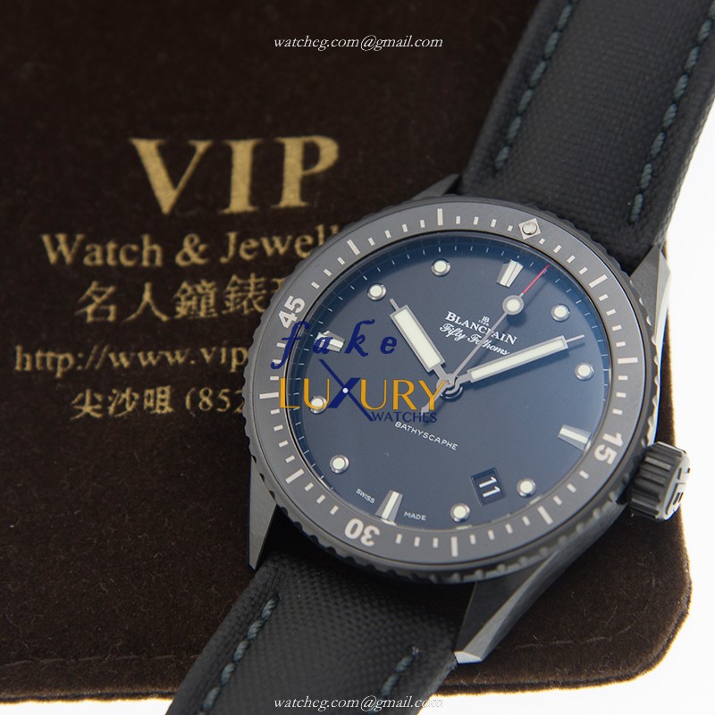 Blancpain Fifty Fathoms 5000-0130-B52A Automatic Ceramic Black Dial Nylon Replica Watch - Image 5