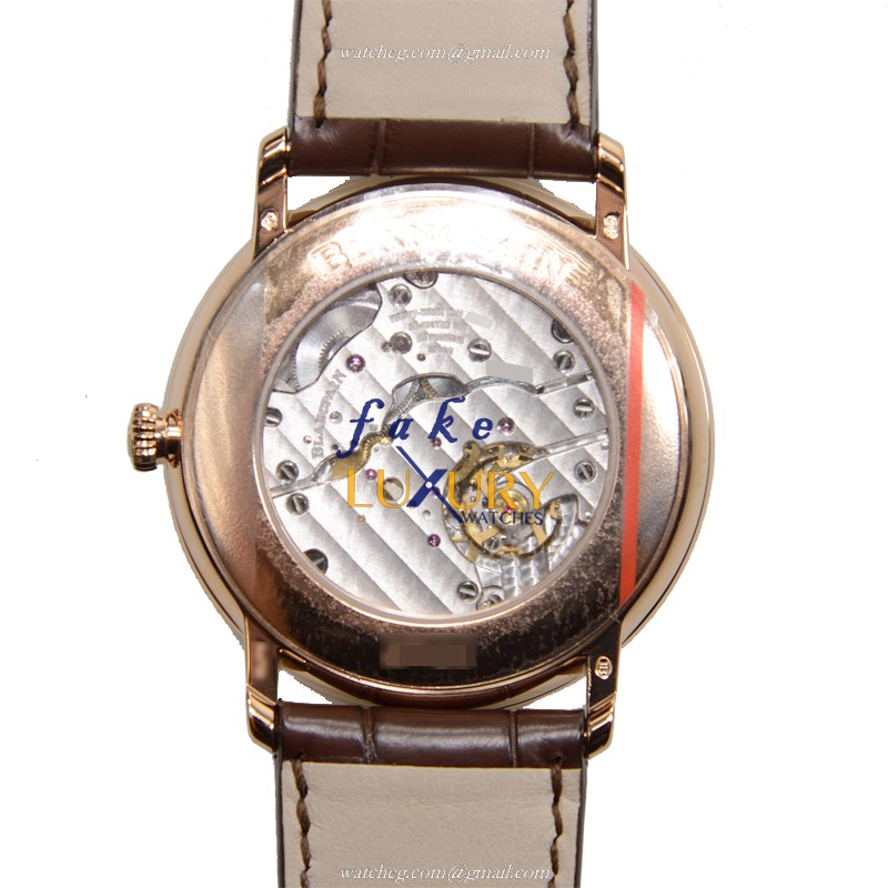 6606-2987-55B - Blancpain Villeret Replica Watch - Manual Wind 18kt Rose Gold Diamonds - White Dial - Image 3