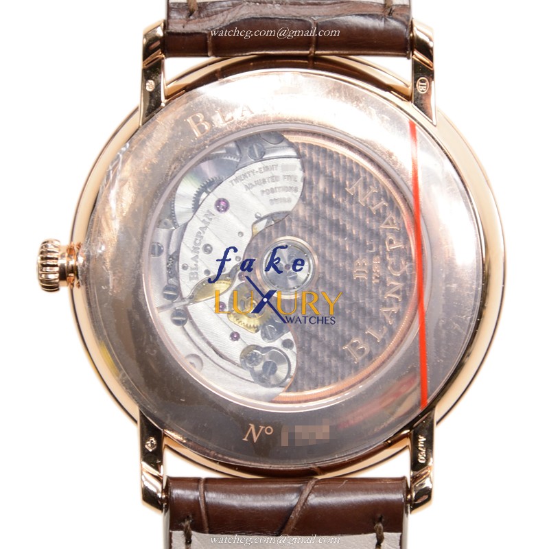 Blancpain 6651-3642-55B Villeret Replica Watch, White Dial, 18kt Rose Gold Case, Brown Alligator - Image 3