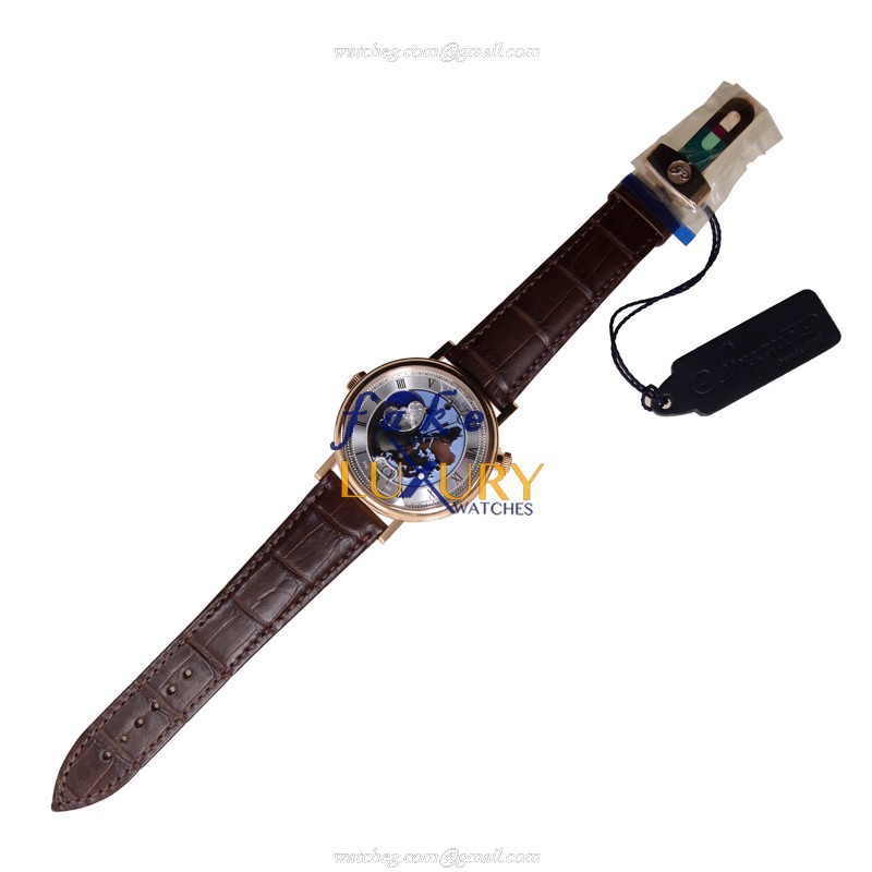 Breguet 5717BR/EU/9ZU Replica Watch, Automatic Movement, Silver Dial, 18kt Rose Gold Case, Brown - Image 2