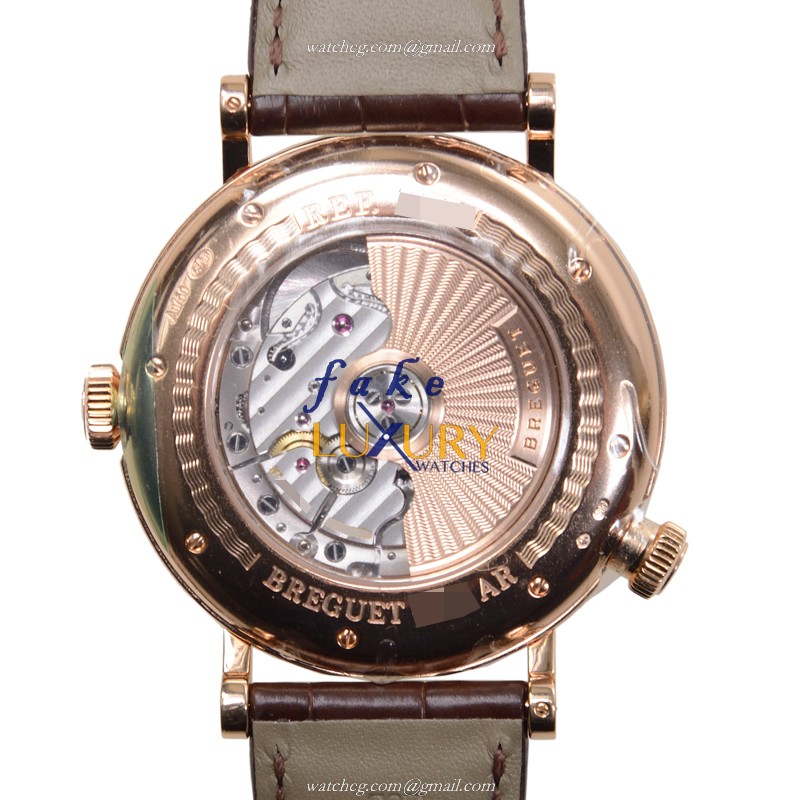 Breguet 5717BR/EU/9ZU Replica Watch, Automatic Movement, Silver Dial, 18kt Rose Gold Case, Brown - Image 3