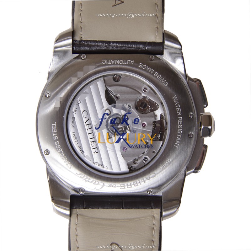 Cartier W7100043 CALIBRE DE CARTIER Automatic Stainless Steel Replica Watch - White Dial, Dark - Image 3