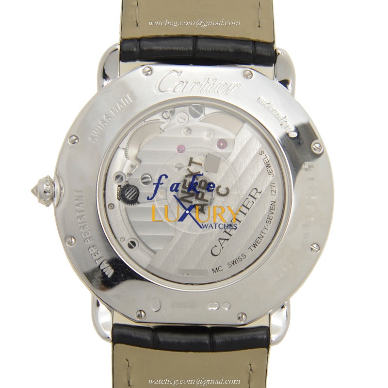 Cartier WR007018 RONDE LOUIS CARTIER Automatic 18kt White Gold Diamond Bezel Replica Watch - Image 4
