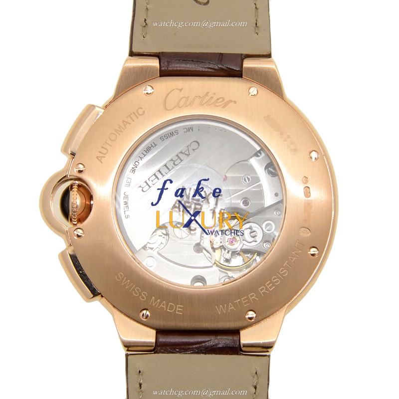 - CARTIER W6920074 BALLON BLEU AUTO 18kt ROSE GOLD REplica Watch - Swiss - Silver Dial - Image 3