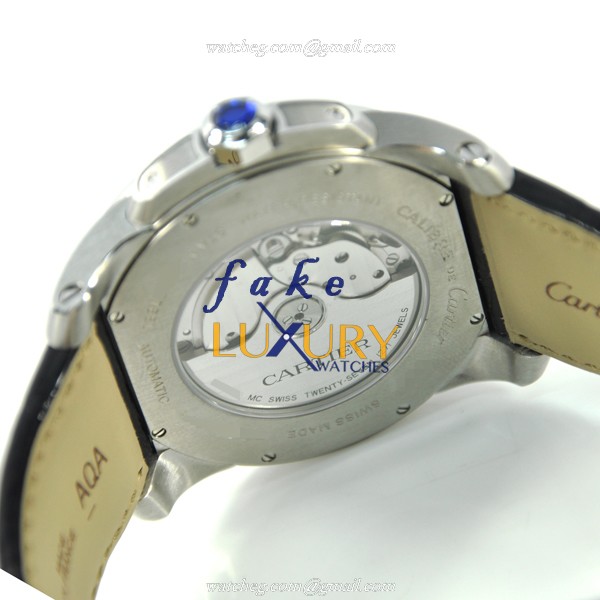 Cartier Calibre de Cartier W7100014 Automatic Steel Black Dial Alligator Replica Watch - Image 4