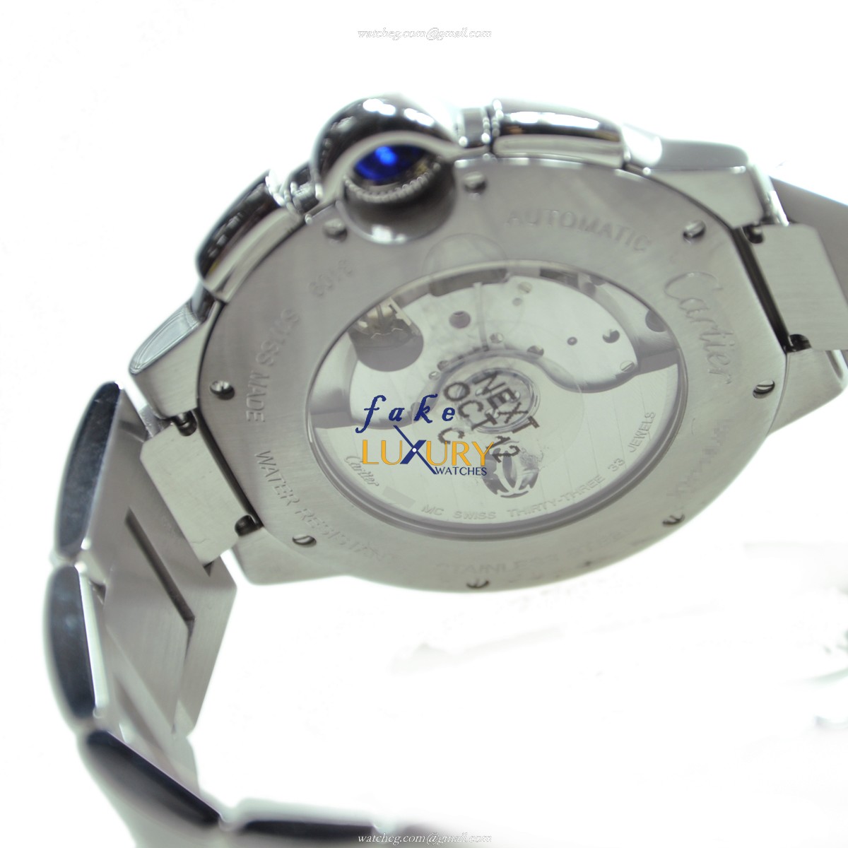 Cartier W6920025 BALLON BLEU Automatic Stainless Steel Replica Watch - Dark Grey Dial, Silver Strap - Image 4